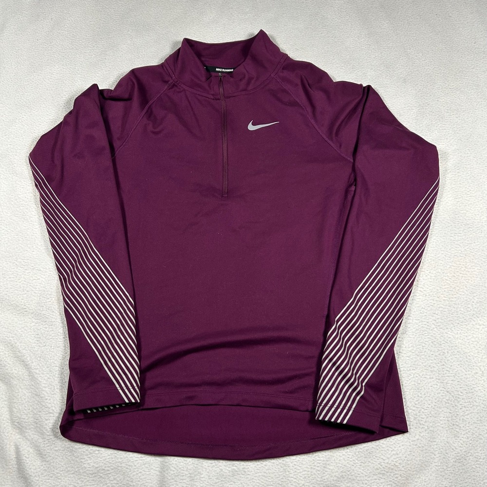 Nike Running Pullover Women S Purple Dri-FIT 1/4 Zip Reflective Stripe - Picture 2 of 7